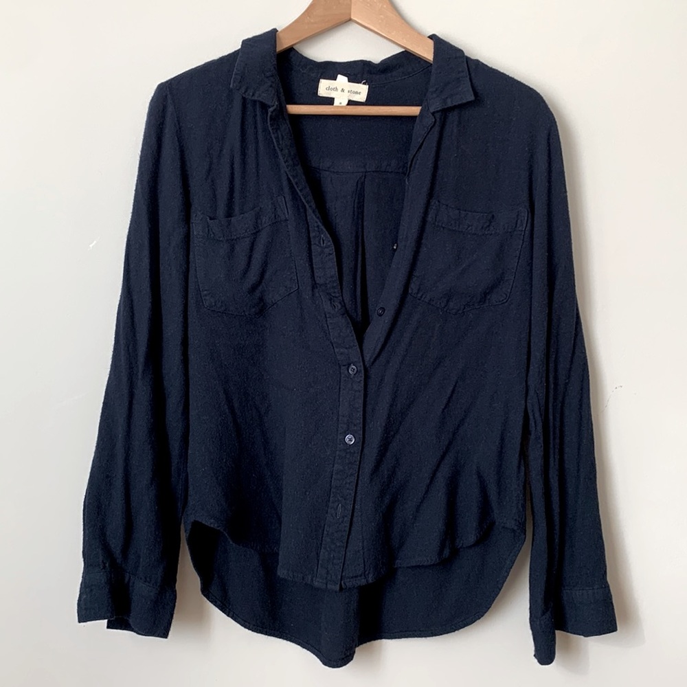 CLOTH & STONE | collared navy button up blouse